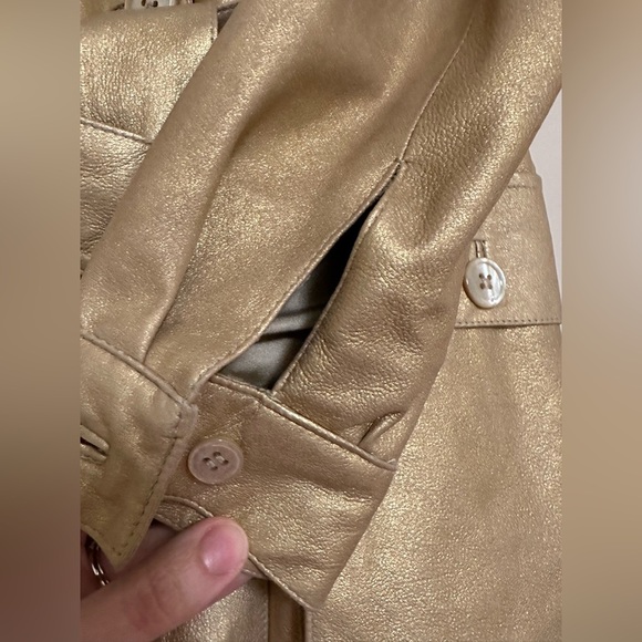 Ralph Lauren Purple Label Metallic Gold Leather Safari Jacket | Goatskin Italy - Picture 5 of 11